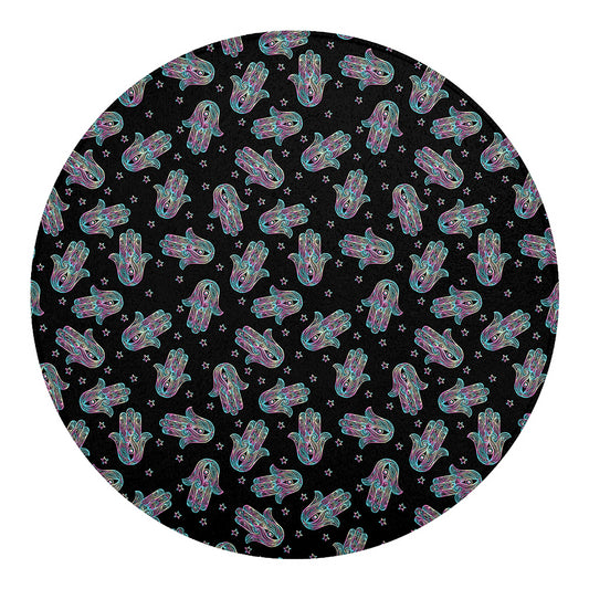 Colorful Hamsa Hand Print Round Blanket
