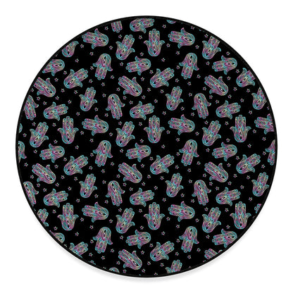 Colorful Hamsa Hand Print Round Floor Mat