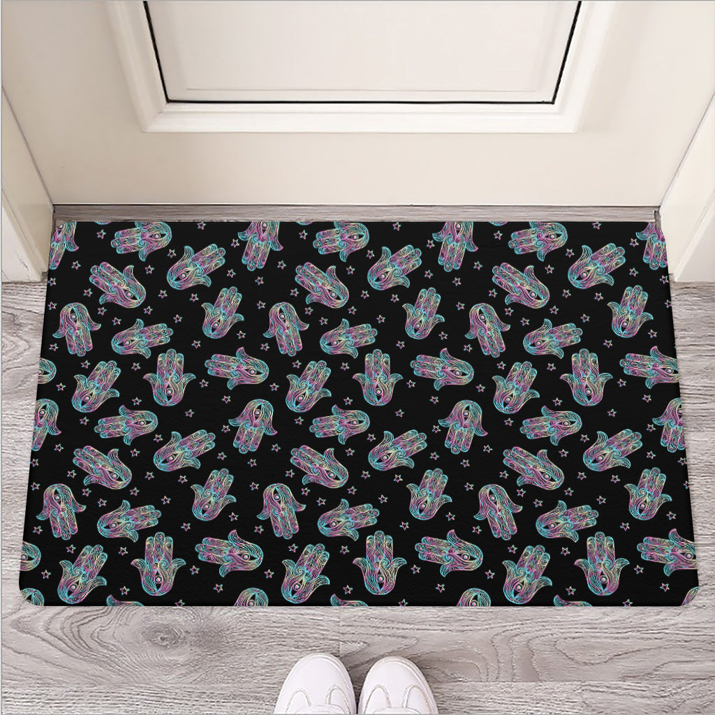 Colorful Hamsa Hand Print Rubber Doormat