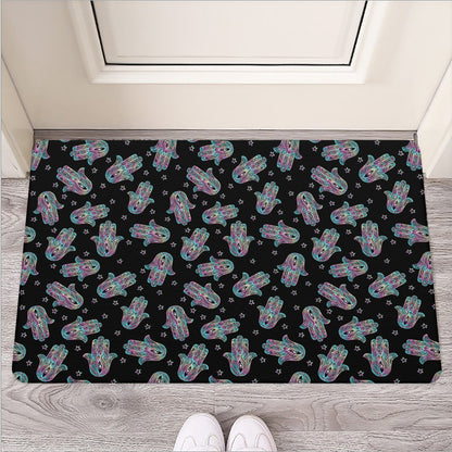 Colorful Hamsa Hand Print Rubber Doormat