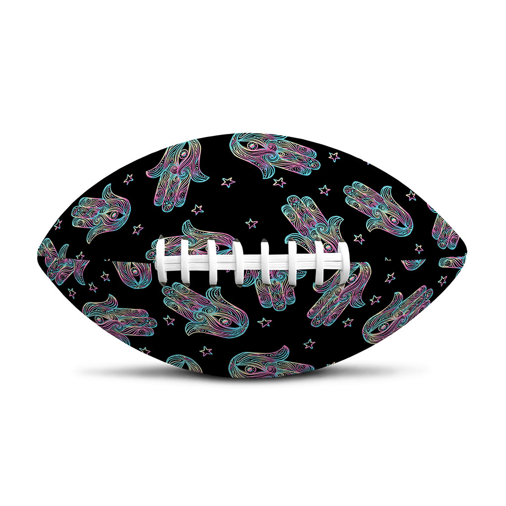 Colorful Hamsa Hand Print Rugby Ball