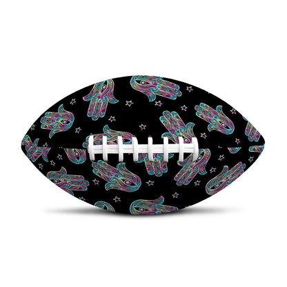 Colorful Hamsa Hand Print Rugby Ball