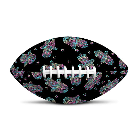 Colorful Hamsa Hand Print Rugby Ball