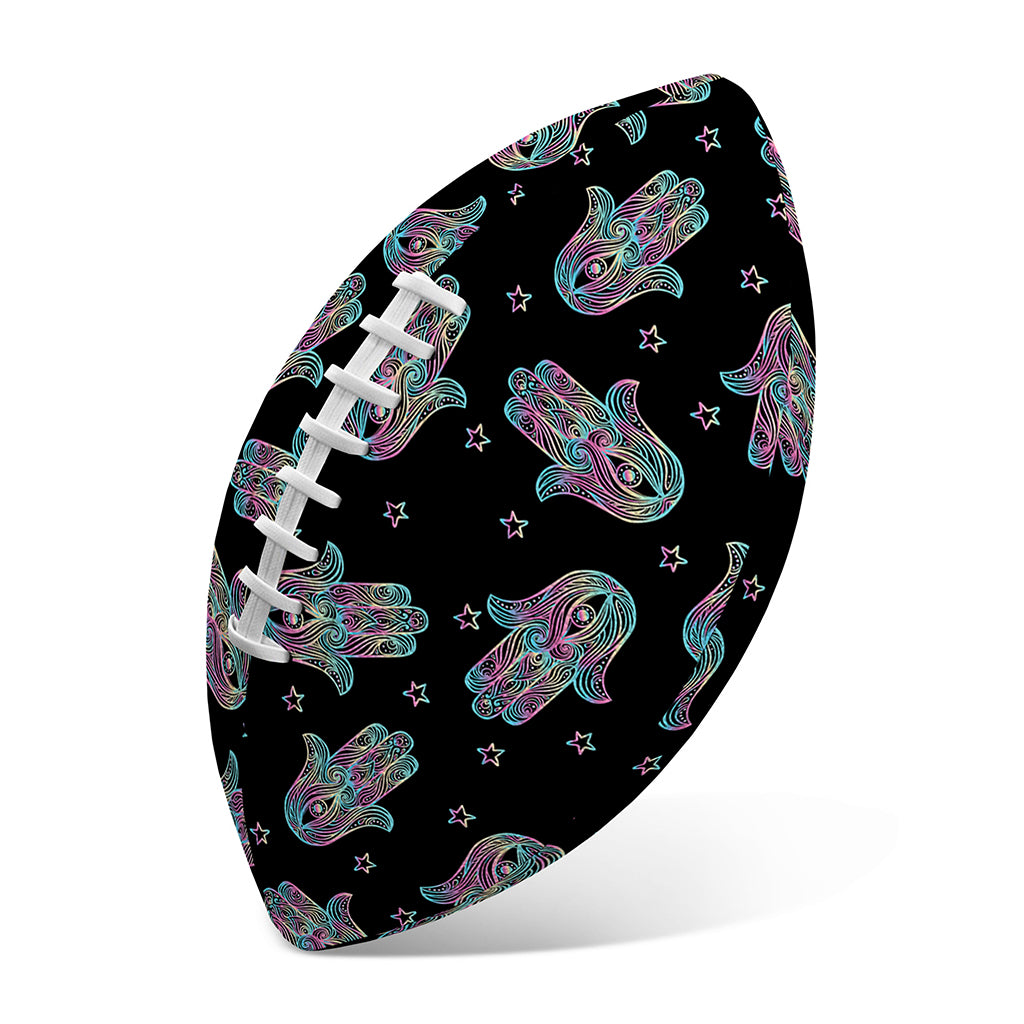 Colorful Hamsa Hand Print Rugby Ball