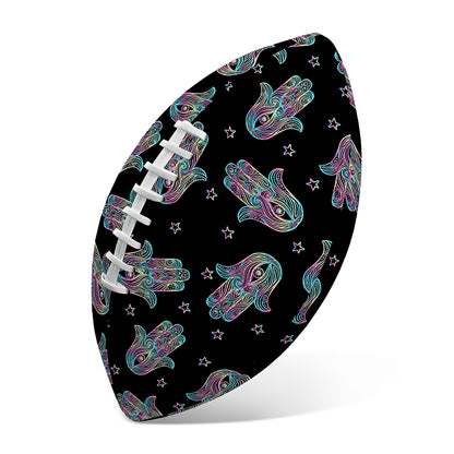 Colorful Hamsa Hand Print Rugby Ball