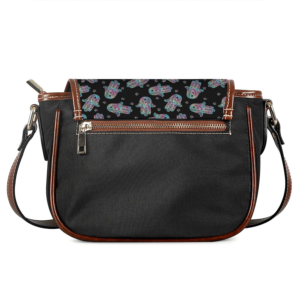 Colorful Hamsa Hand Print Saddle Bag