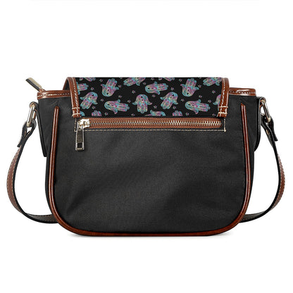 Colorful Hamsa Hand Print Saddle Bag