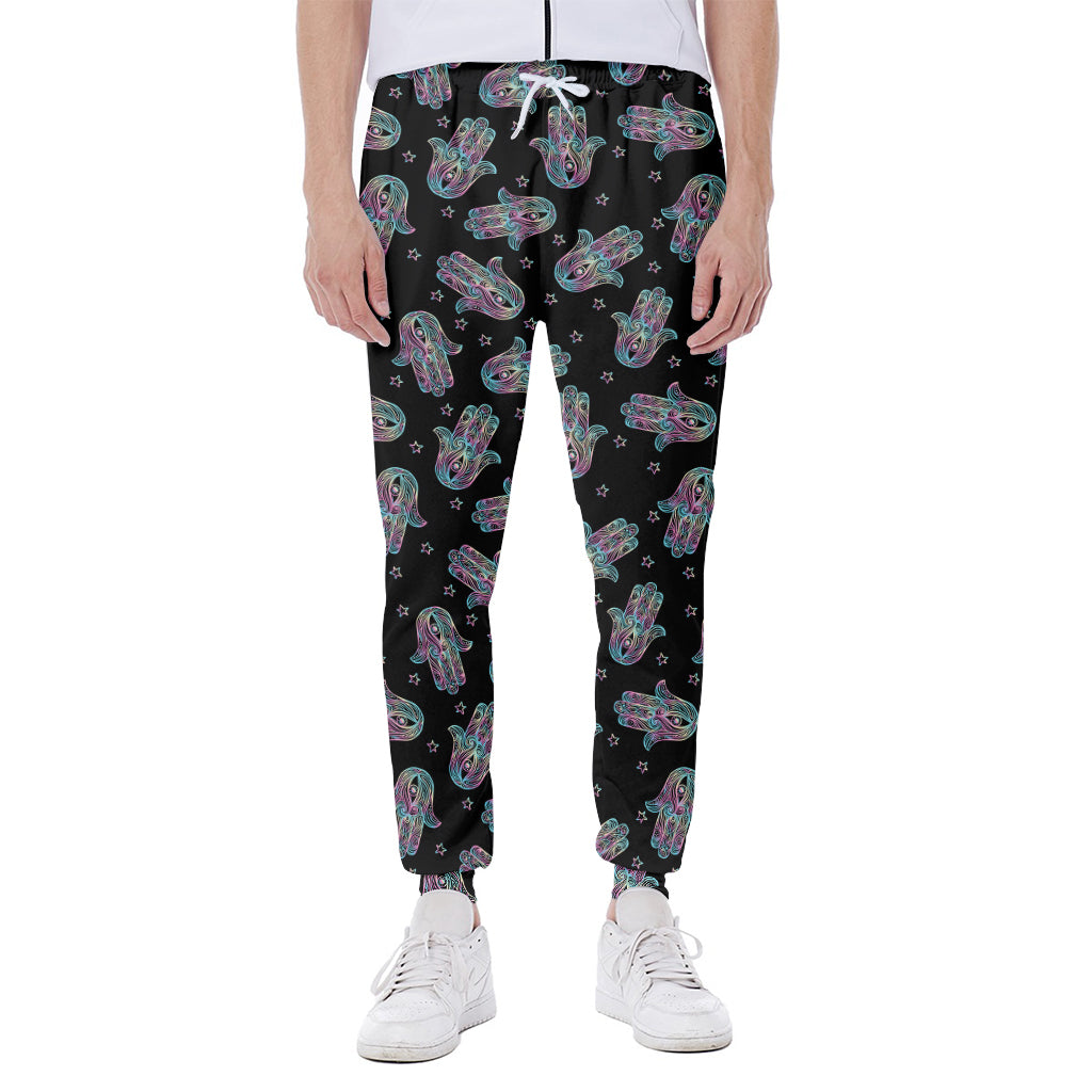 Colorful Hamsa Hand Print Scuba Joggers