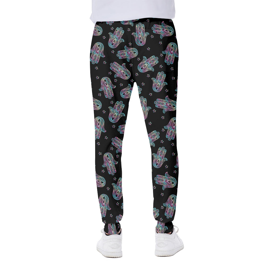 Colorful Hamsa Hand Print Scuba Joggers