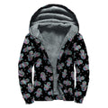 Colorful Hamsa Hand Print Sherpa Lined Zip Up Hoodie