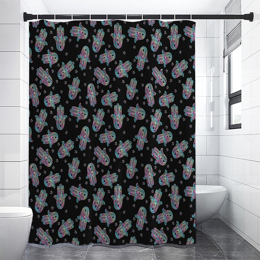 Colorful Hamsa Hand Print Shower Curtain
