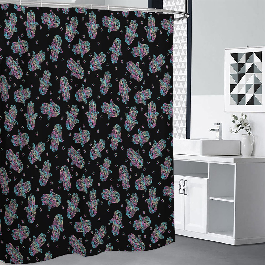 Colorful Hamsa Hand Print Shower Curtain