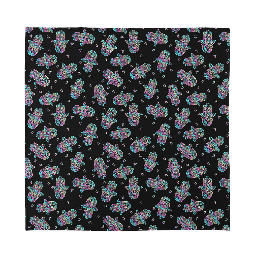 Colorful Hamsa Hand Print Silk Bandana