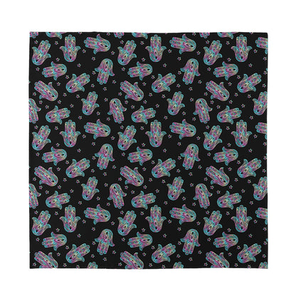 Colorful Hamsa Hand Print Silk Bandana