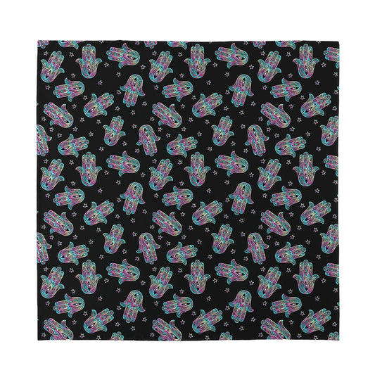 Colorful Hamsa Hand Print Silk Bandana