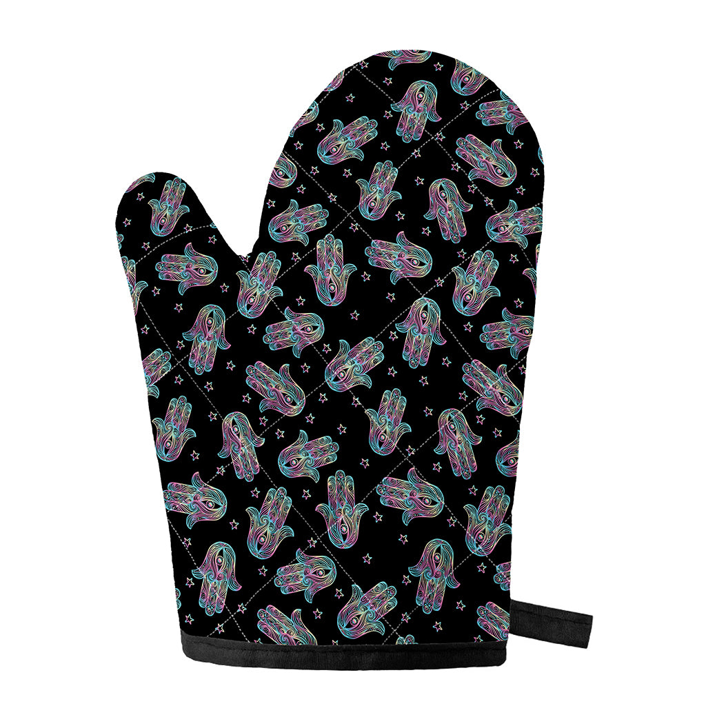 Colorful Hamsa Hand Print Single Oven Mitt