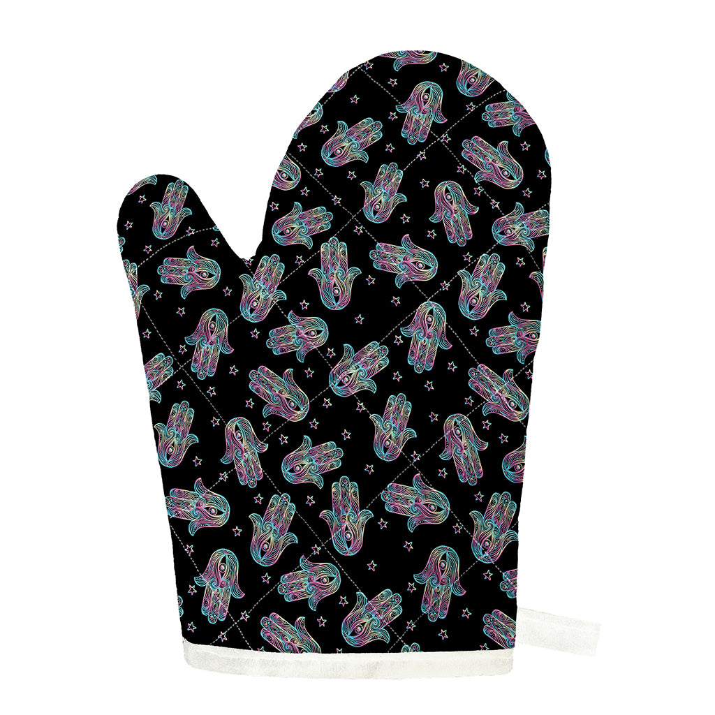 Colorful Hamsa Hand Print Single Oven Mitt