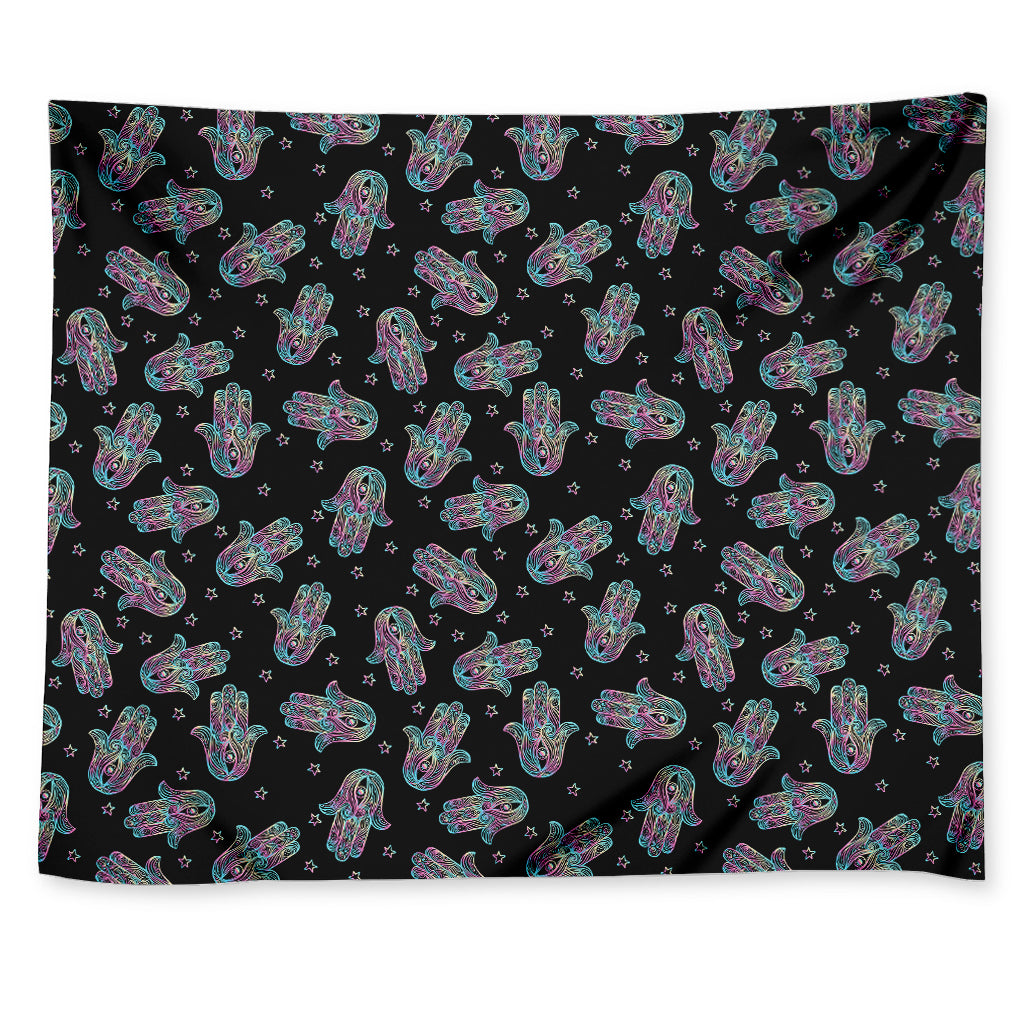 Colorful Hamsa Hand Print Tapestry