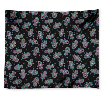 Colorful Hamsa Hand Print Tapestry