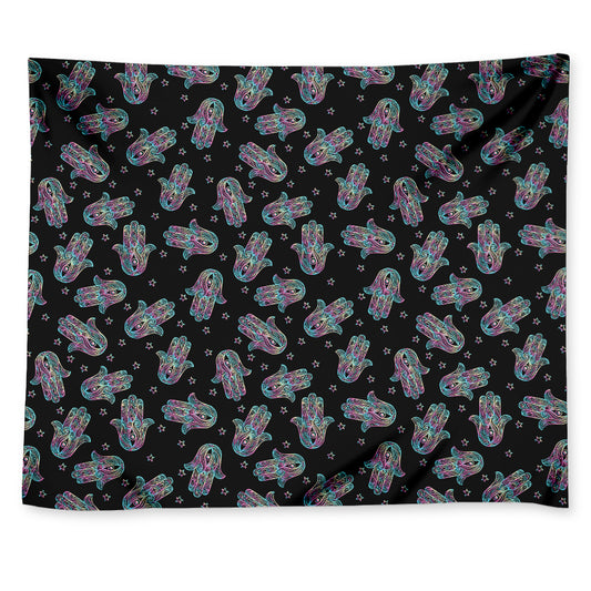 Colorful Hamsa Hand Print Tapestry