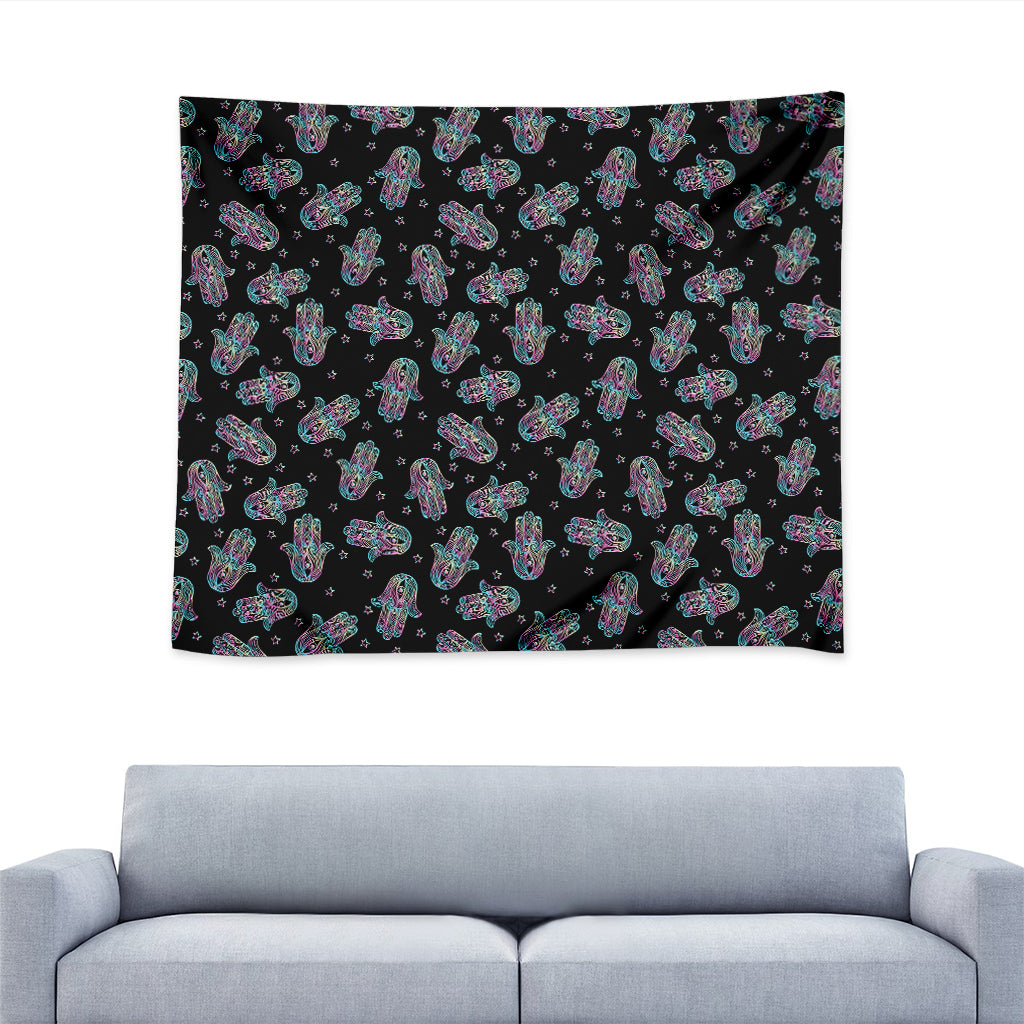 Colorful Hamsa Hand Print Tapestry