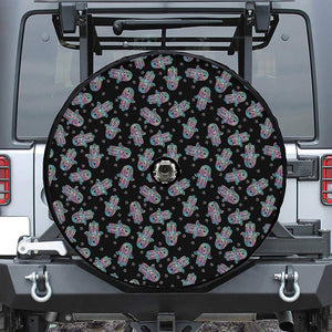 Colorful Hamsa Hand Print Tire Cover With Camera Hole