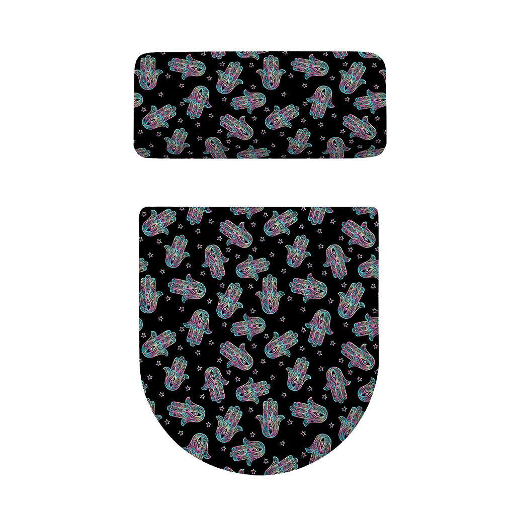 Colorful Hamsa Hand Print Toilet Lid And Tank Cover Set