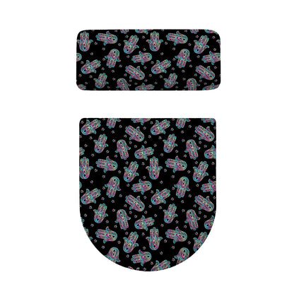 Colorful Hamsa Hand Print Toilet Lid And Tank Cover Set