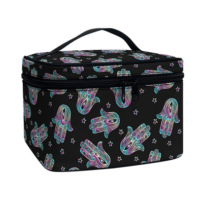 Colorful Hamsa Hand Print Travel Makeup Bag
