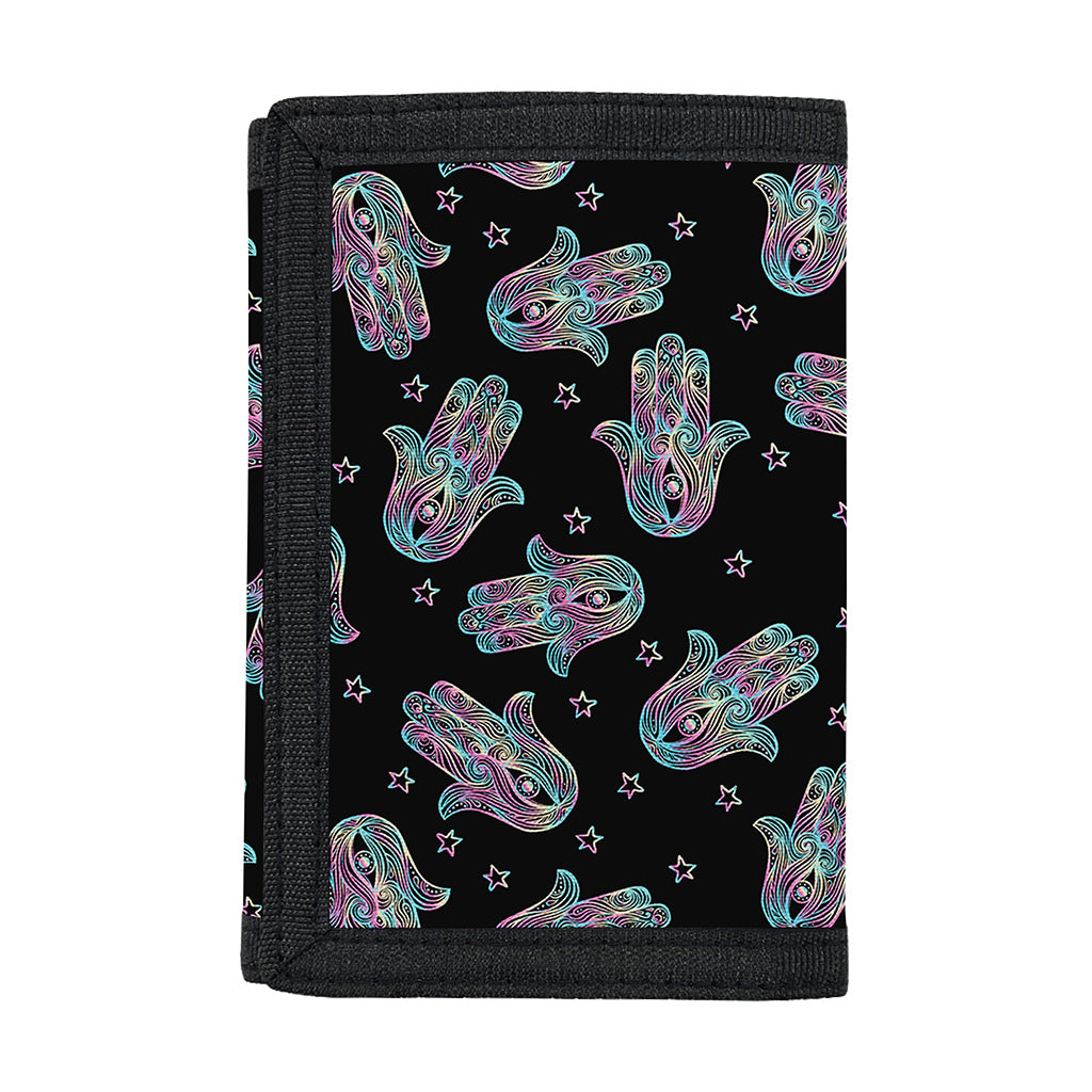 Colorful Hamsa Hand Print Trifold Wallet
