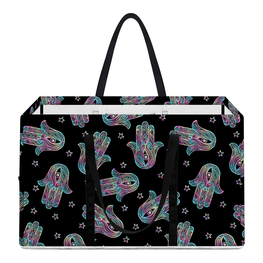 Colorful Hamsa Hand Print Utility Tote Bag