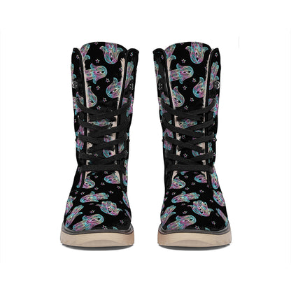 Colorful Hamsa Hand Print Winter Boots