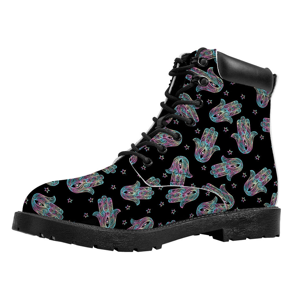 Colorful Hamsa Hand Print Work Boots