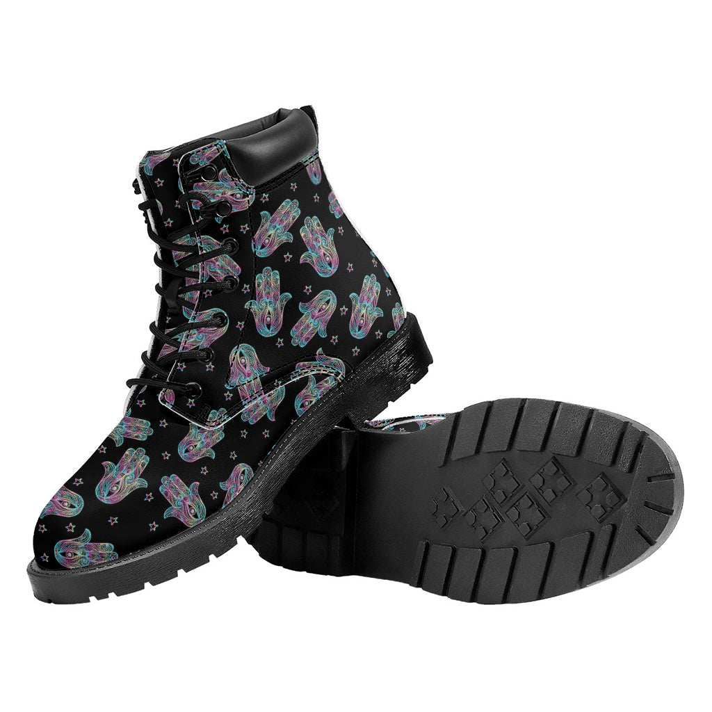 Colorful Hamsa Hand Print Work Boots