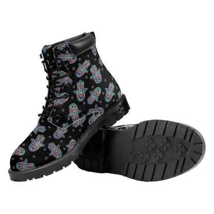 Colorful Hamsa Hand Print Work Boots