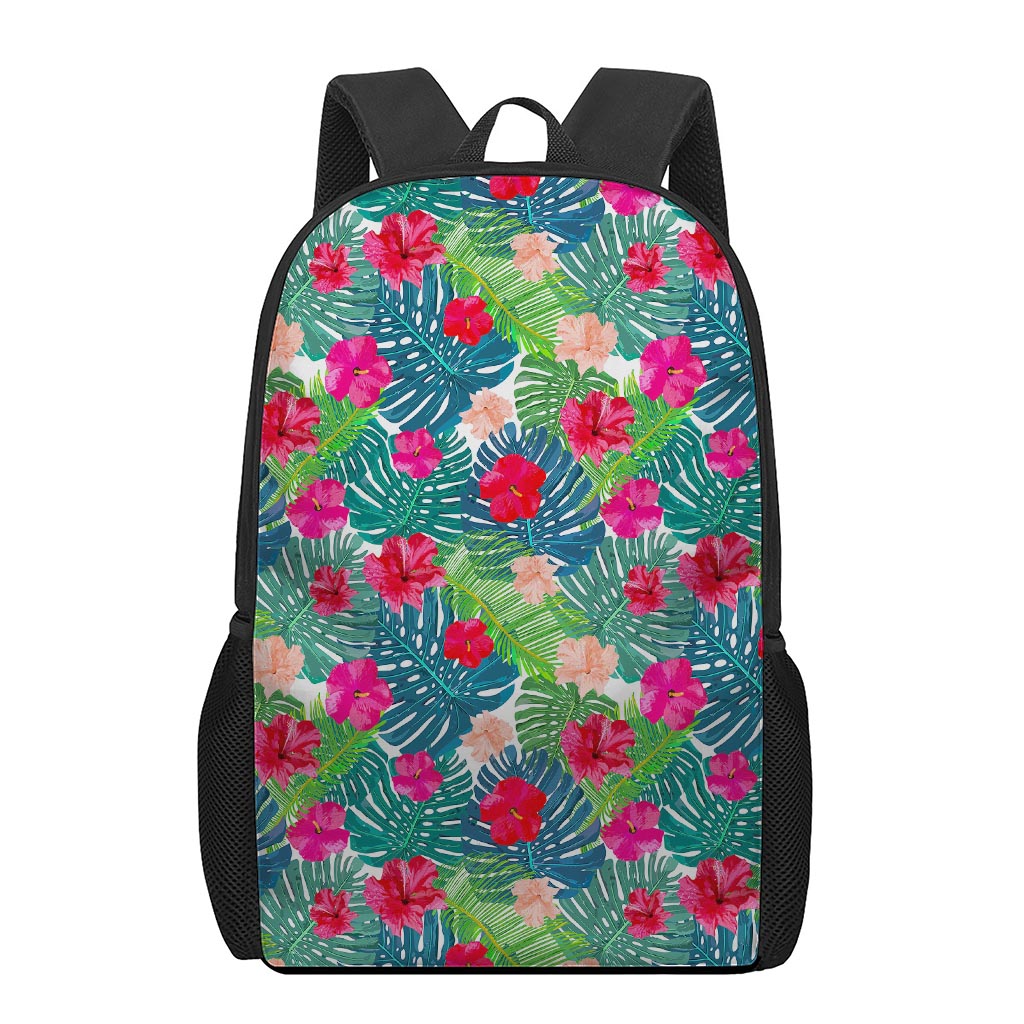 Colorful Hawaii Floral Pattern Print 17 Inch Backpack