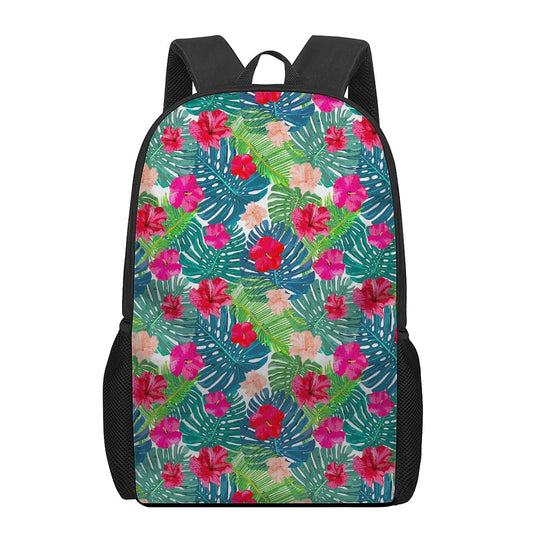 Colorful Hawaii Floral Pattern Print 17 Inch Backpack