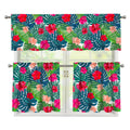 Colorful Hawaii Floral Pattern Print 3 Piece Kitchen Curtains