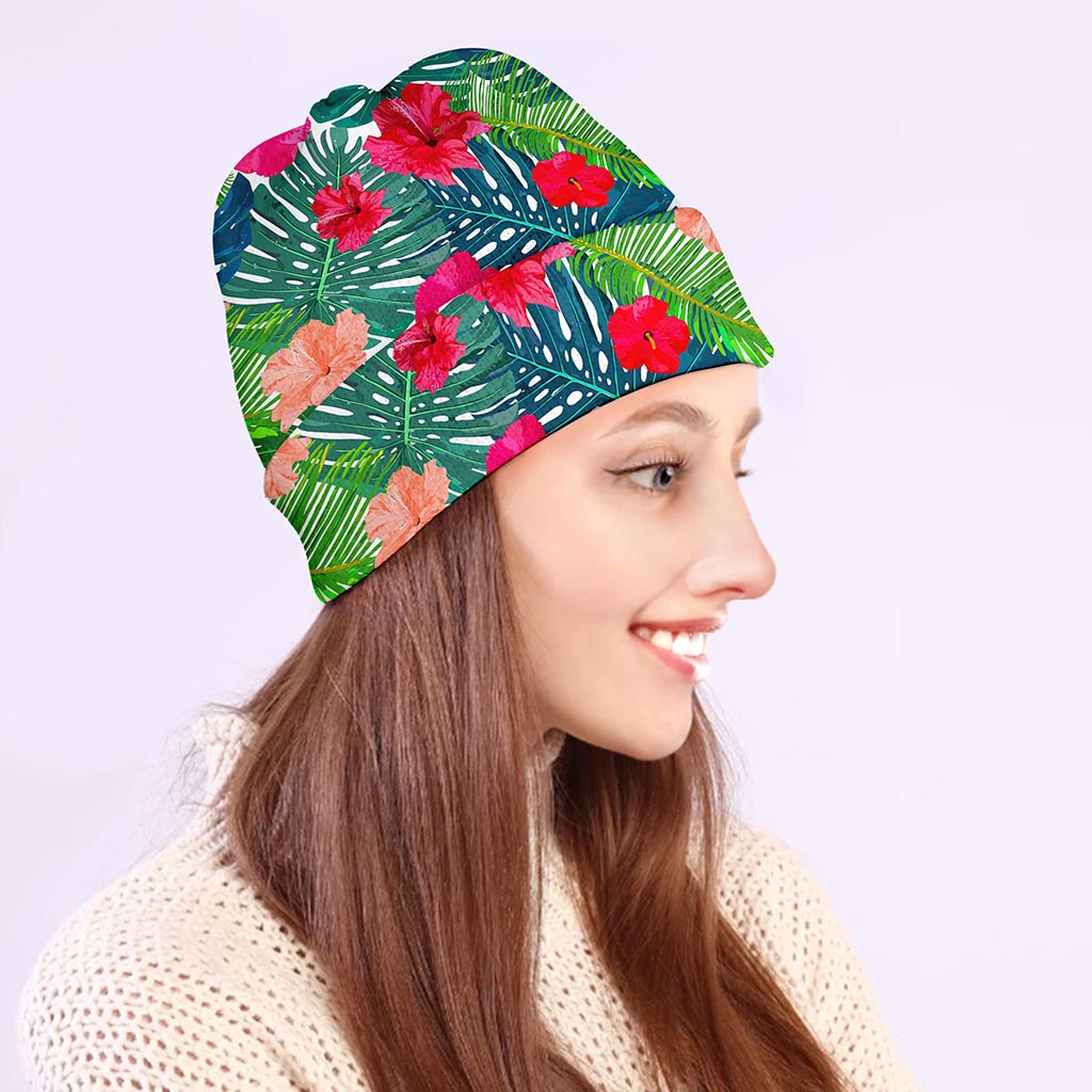 Colorful Hawaii Floral Pattern Print Beanie
