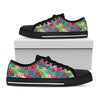 Colorful Hawaii Floral Pattern Print Black Low Top Sneakers