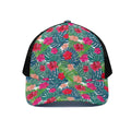 Colorful Hawaii Floral Pattern Print Black Mesh Trucker Hat