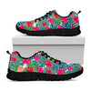 Colorful Hawaii Floral Pattern Print Black Running Shoes