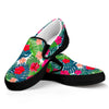 Colorful Hawaii Floral Pattern Print Black Slip On Sneakers