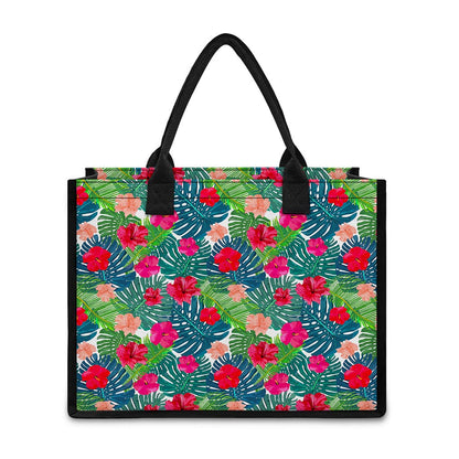 Colorful Hawaii Floral Pattern Print Canvas Tote Bag