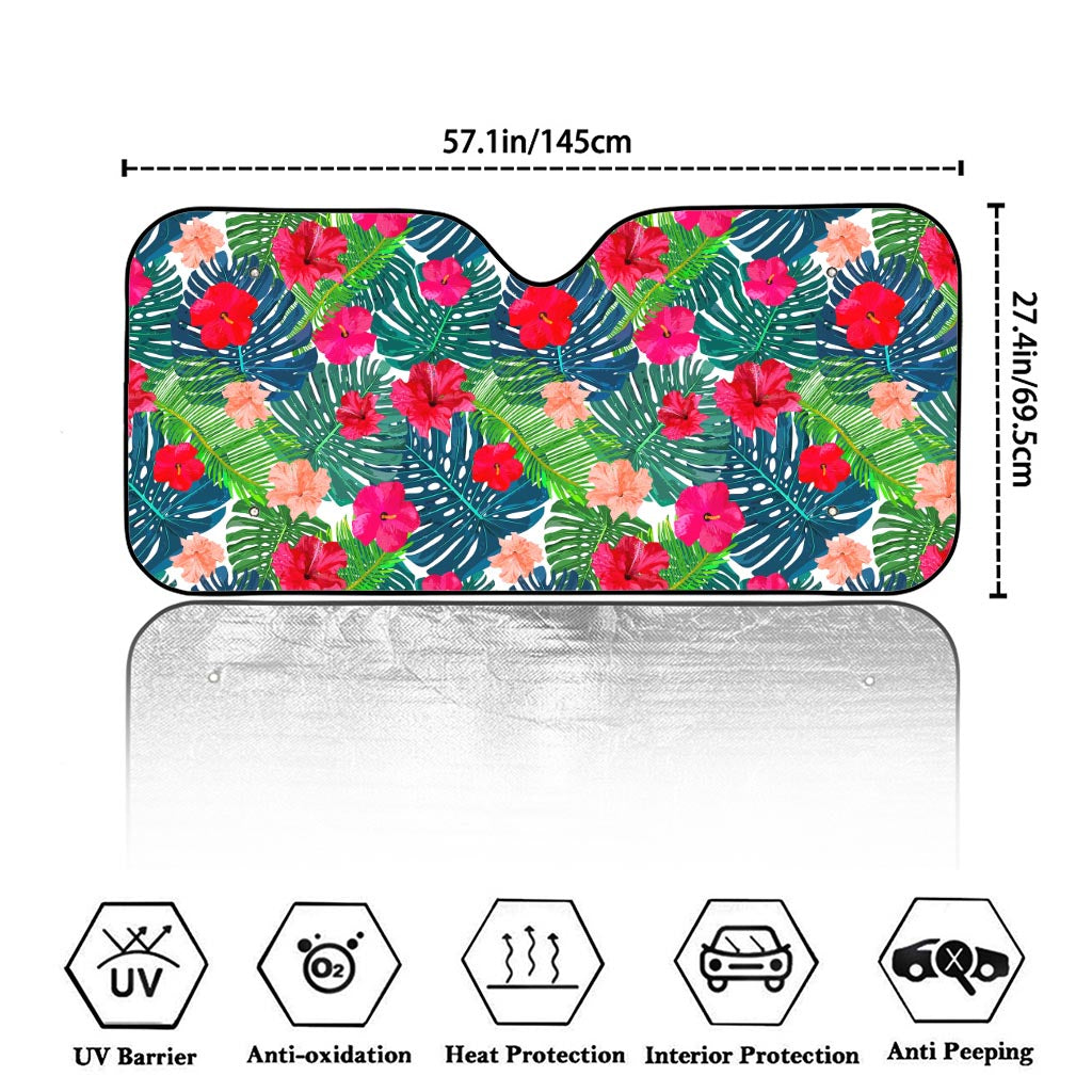 Colorful Hawaii Floral Pattern Print Car Windshield Sun Shade