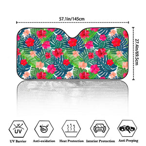 Colorful Hawaii Floral Pattern Print Car Windshield Sun Shade