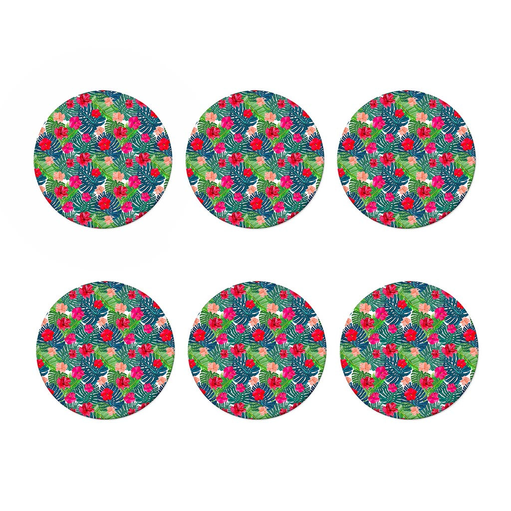 Colorful Hawaii Floral Pattern Print Coaster Set