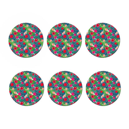 Colorful Hawaii Floral Pattern Print Coaster Set