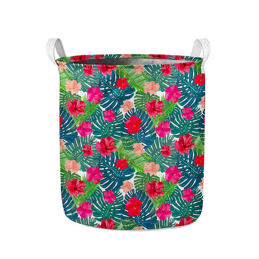 Colorful Hawaii Floral Pattern Print Collapsible Laundry Basket