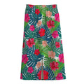 Colorful Hawaii Floral Pattern Print Cotton Front Slit Maxi Skirt